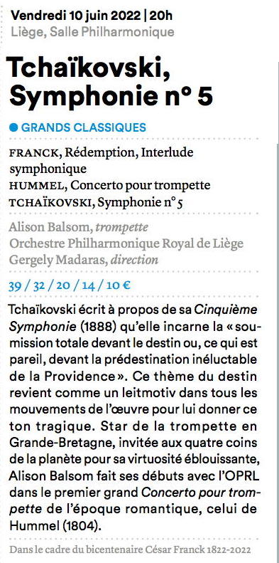 Page Internet. Salle Philharmonique, Liège. 100 pc Chostakovitch. Katerina Ismailova, Evgeny Nikitin. 2022-06-10